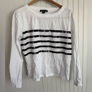 Nautica Long Sleeve Top Size M with Sequin Stripes